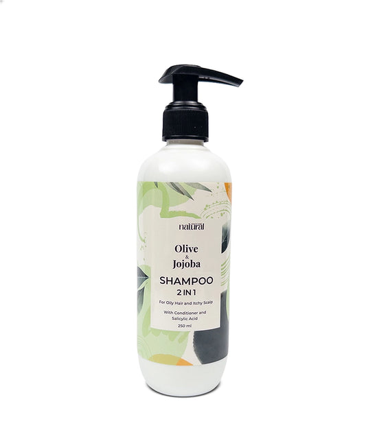 Natural Olive & Jojoba 2-in-1 Shampoo with Conditioner – For Oily Hair & Itchy Scalp (250 ml)